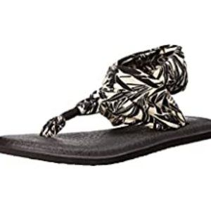 Sanuk Leaf Print Yoga Sling Sandal Black/Ivory